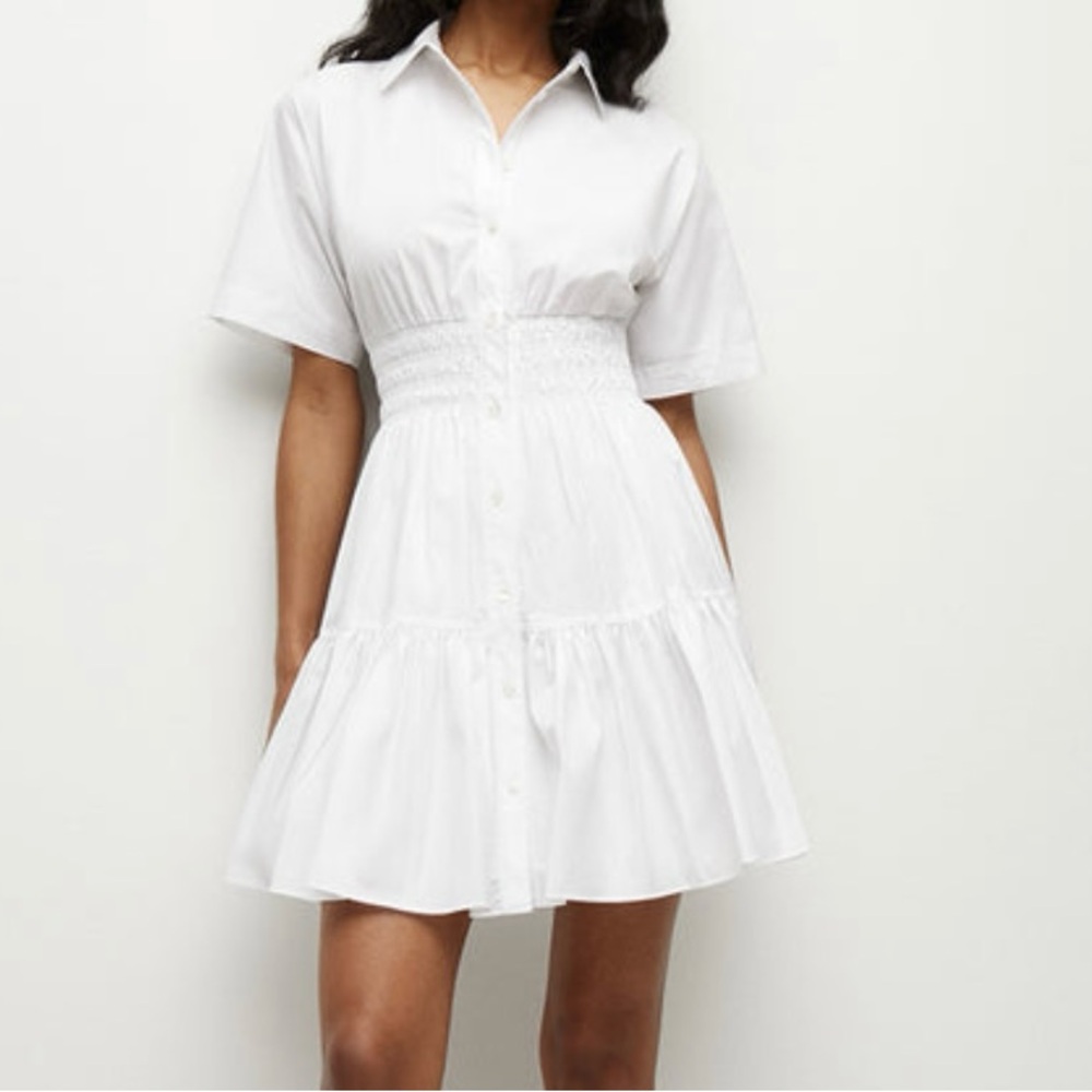 VERONICA BEARD
Greta Smocked Poplin Mini Shirtdress
